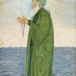 Mughal miniature of Khidr riding a fish